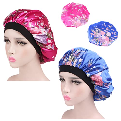 Schlafhaube seide, Schlafmütze damen Seiden haarhaube Shower cap bonnet sleep cap Seidenhaube, Für den Nachtschlaf Seidenhut lose eng anliegende Kopfbedeckungen (2 Stück) von Ancuioyz