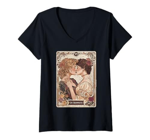 Damen and They were Roommates Lesben Tarotkarte LGBT Pride Month T-Shirt mit V-Ausschnitt Damen and They were Roommates Lesben Tarotkarte LGBT Pride Month T-Shirt mit V-Ausschnitt von And They Were Roommates LGBT Pride Women Men