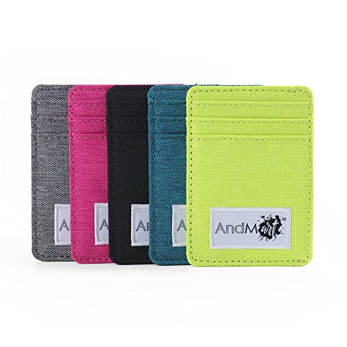 AndMart® Slim Wallet Mann Frau RFID Kreditkarteninhaber Karte und Dokumentenhalter abgeschirmte Münze Geldbörse Kleine Brieftasche Slim Banknoten Geldautomatentasche in Buntem und elegantem Canvas von AndMart