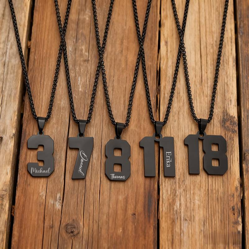 Personalized Name Number Necklace, Necklace For Boys Girls School Team Gift, Football Baseball Basketball Hockey Soccer Jersey von AndRops