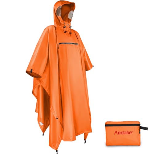 Andake Regenponcho, Herren Damen Unisex Regenjacke, Wasserdicht Winddicht knitterfrei wiederverwendbar Regenmantel von Andake