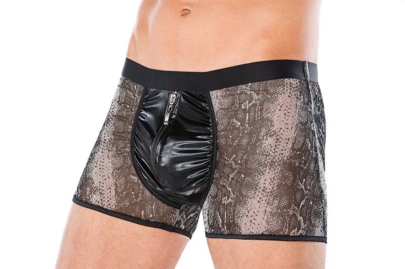 Andalea Men's Collection Boxershorts Herren wetlook Boxer-Shorts grau/schwarz mit Schlangenmuster und Reißv von Andalea Men's Collection