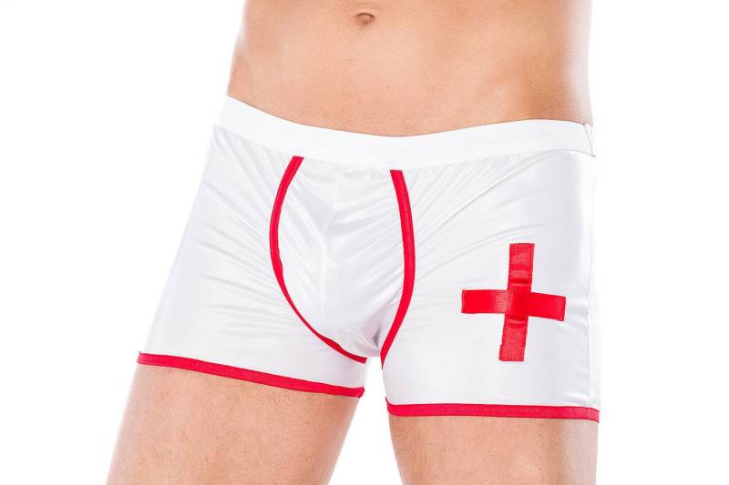 Andalea Men's Collection Boxershorts Männer Dessous Doktor Boxer-Short Arzt Shorts rot weiß aus wetlook Mat von Andalea Men's Collection