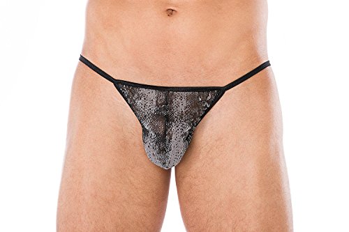.Andalea Men's Collection Herren Dessous String grau/schwarz transparent mit Schlangenmuster Männer Slip Tanga Größe: 4XL/5XL von .Andalea Men's Collection