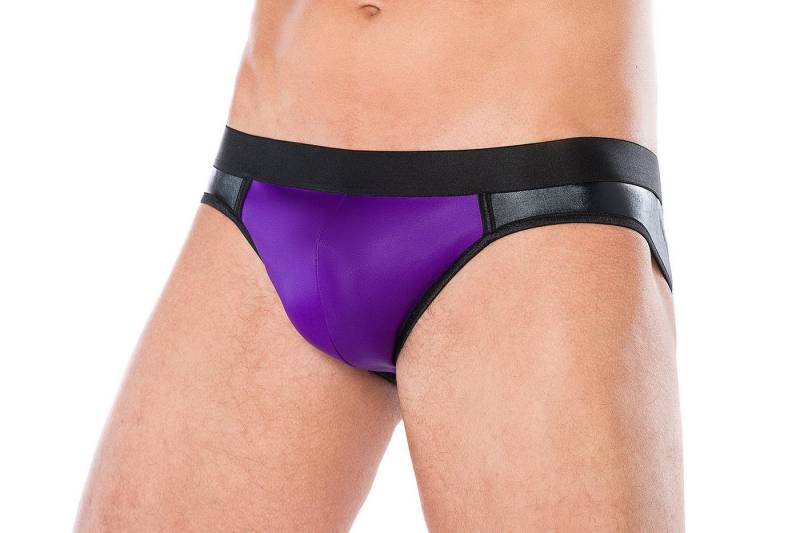 Andalea Men's Collection Slip Herren Dessous Slip Höschen schwarz violett aus wetlook Material Männe von Andalea Men's Collection