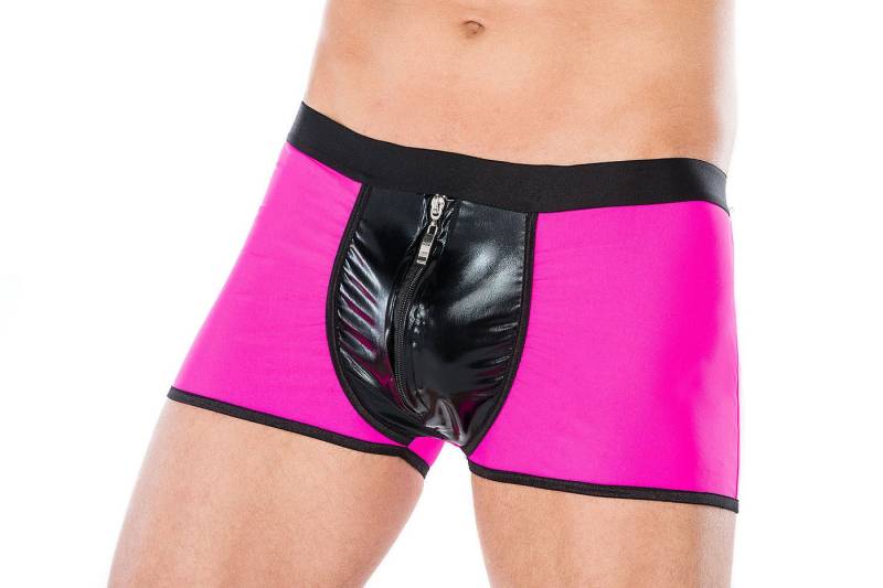 Andalea Boxershorts Herren Dessous Boxer-Short schwarz pink aus wetlook Material mit Reißv von Andalea