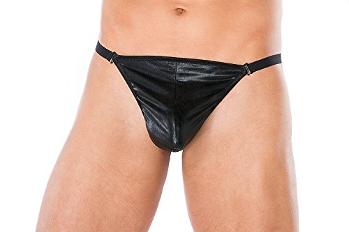 ,Andalea Herren Wetlook String in schwarz Männer Dessous String mit Hakenverschluss vorn Größe: 2XL/3XL von ,Andalea