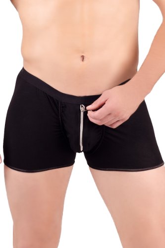 Andalea Schwarzer blickdichter Herren Boxershort mit Frontreißverschluss (L/XL) von Andalea