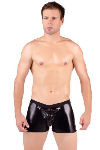 Erotischer, schwarzer wetlook Herren BoxerShort/glänzender Männer Lack Short dehnbar (XXL/XXXL) von Andalea