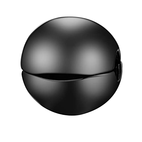Andante-Stones 925 Sterling Silber Bead Charm Clip Stopper * Sphere Anthrazit * Element Kugel für European Beads Modul Armband + Organzasäckchen von Andante-Stones