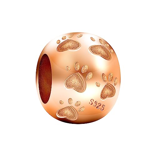 ANDANTE-Stones - Premium Collection - Rose Gold Bead Charm Pfoten 925 Sterling Silber Pfote Tierpfote Element Kugel für European Beads Modul Armband + Organzasäckchen von ANDANTE
