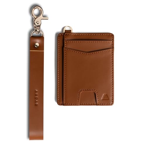 Andar The Denner Beautiful Premium Slim Card Holder RFID Blocking Card Holder Wrislet Wallet for Women, Braun - Cognac Tan, Minimalistisch von Andar