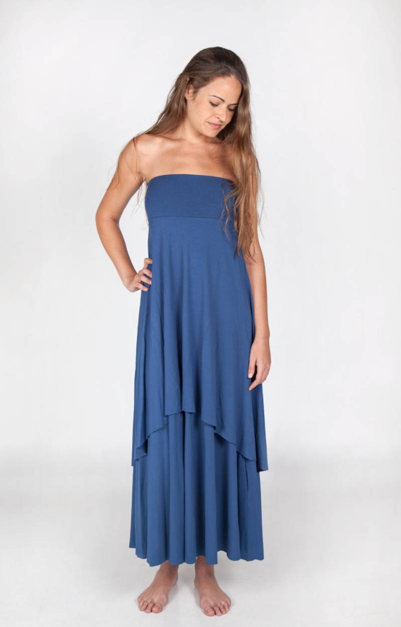 Pranakleid -Indigo. Flowy Goddess Kleid, Wundervoller Drape, Multifunktional, Tube Top, Trägerlos, Ecoluxe von AndaraStars