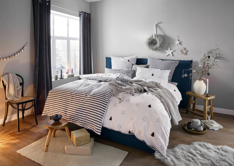 andas Wendebettwäsche "JULIE" 2 tlg. Bettwäsche mit Tannenbäumen, Baumwolle, Winter, ab 135x200 von Andas