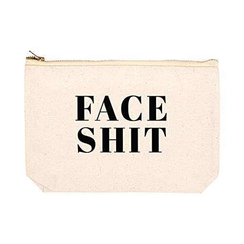 Andaz Press Funny Makeup Bag Canvas Cosmetic Bag with Zipper Face Shit Makeup Pouch For Purse Travel Pouch Toiletry Bag Funny Pencil Bag Cute Birthday Gifts for Women 6.5 x 9 Inch von Andaz Press