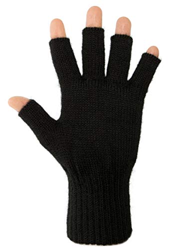 AndeanSun Darn Warm Alpaka Fingerlose Handschuhe 2023 Aktualisierte US-Größen - Perfekte Passform, Schwarz, Large von AndeanSun