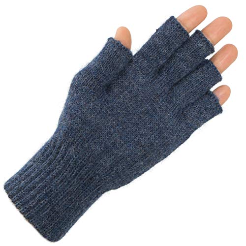 AndeanSun Darn Warm Alpaka-Handschuhe, fingerlos, beste natürliche Lösung für kalte Hände, Stahlblauer Heather, Medium von AndeanSun