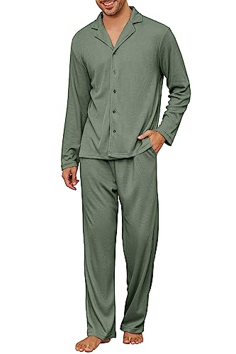 Andeip Herren Schlafanzug Set Loungewear Langarm Oberteil und elastische Taille Unterteil Pjs Set 2 Stück Loungewear mit Taschen Deep Green L Andeip Herren Schlafanzug Set Loungewear Langarm Oberteil und elastische Taille Unterteil Pjs Set 2 Stück Loungewear mit Taschen Deep Green L von Andeip