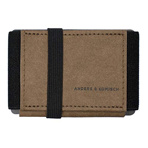 Anders & Komisch A&K Mini Portemonnaie – smart Wallet mit Münzfach kleine Geldbörse Herren Geldbeutel Damen Kartenetui Made in Germany innovatives recycelbares Material Braun/Schwarz von Anders & Komisch