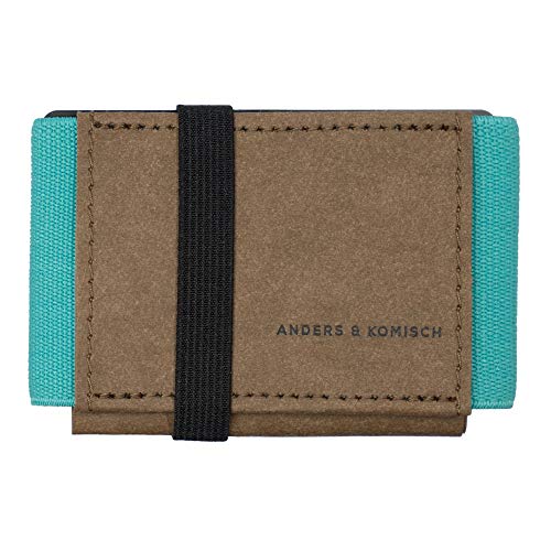 Anders & Komisch A&K MINI Kleiner Geldbeutel Damen - Kleines Mini Portemonnaie, Kartenetui mit Münzfach, Slim Wallet Herren Kreditkartenetui Handarbeit Deutschland Braun/Mint von Anders & Komisch