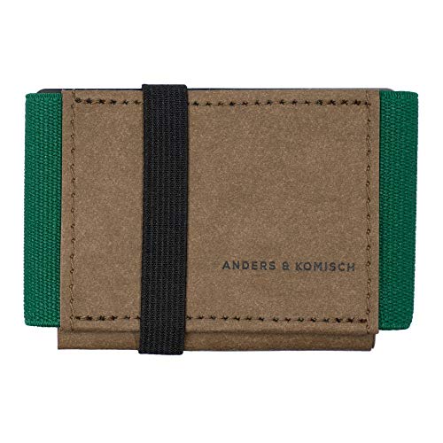 Anders & Komisch Mini Geldbeutel Herren- Slim Wallet mit Münzfach Damen - A&K Mini Portemonnaie Braun/Grün – Kartenetui. Nachhaltig aus Berlin von Anders & Komisch