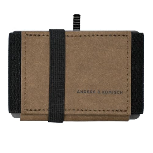 Anders & Komisch MINI PRO Portemonnie - Slim Wallet mit Münzfach Damen und Herren - Kreditkartenformat (Braun/Schwarz) von Anders & Komisch