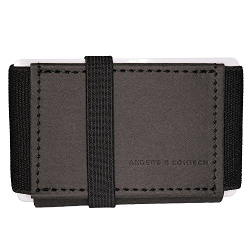 Slim Wallet mit Münzfach | A&K Mini Portemonnaie | Handgefertigt in Deutschland | Nachhaltiges Kartenetui für Herren Damen | Kleiner Geldbeutel mit flexiblem Design | Schwarz 9x5,5 cm von Anders & Komisch