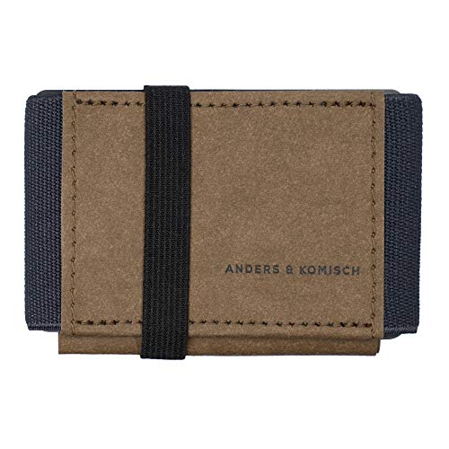 Anders & Komisch A&K Mini Portemonnaie mit Münzfach. – Slim Wallet Herren u. Damen| Nachhaltiges Kartenetui ohne Leder | Geldbörse Handgemacht in Deutschland – Papier-Portemonnaie 9x5,5 cm Braun/Grau von Anders & Komisch