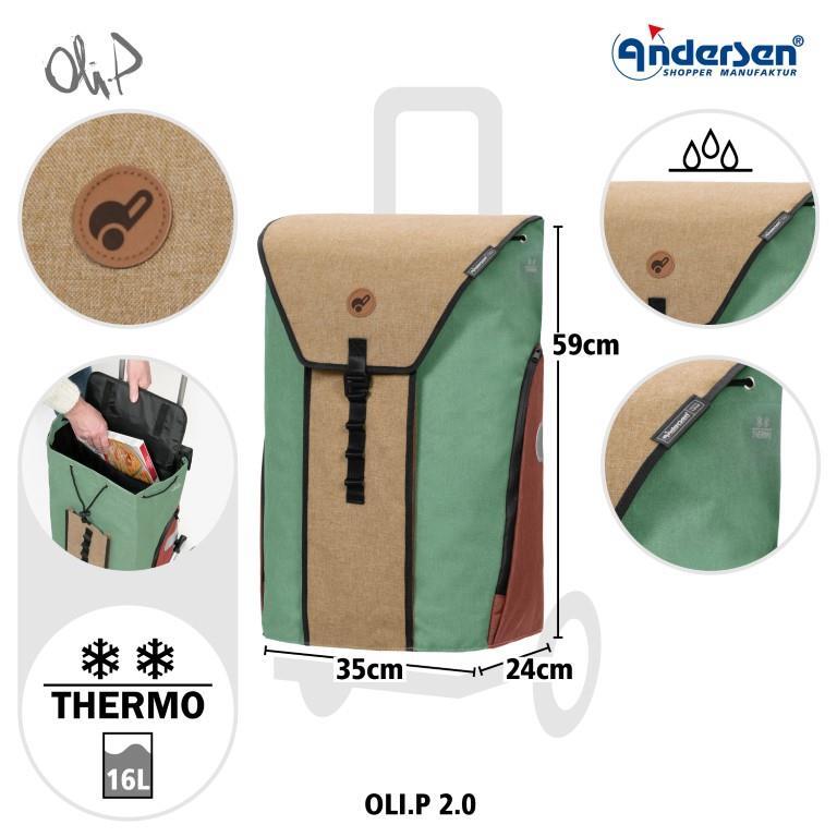 Andersen - Einkaufstasche Olli P 2.0 Tasche Beige-Mint Sand von Andersen