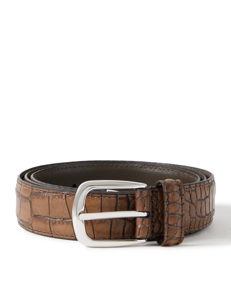 Anderson's - 3cm Croc-Effect Leather Belt - Men - Brown - EU 100 von Anderson's