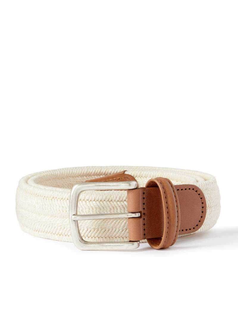 Anderson's - Leather-Trimmed Woven Cord Belt - Men - Neutrals - EU 100 von Anderson's
