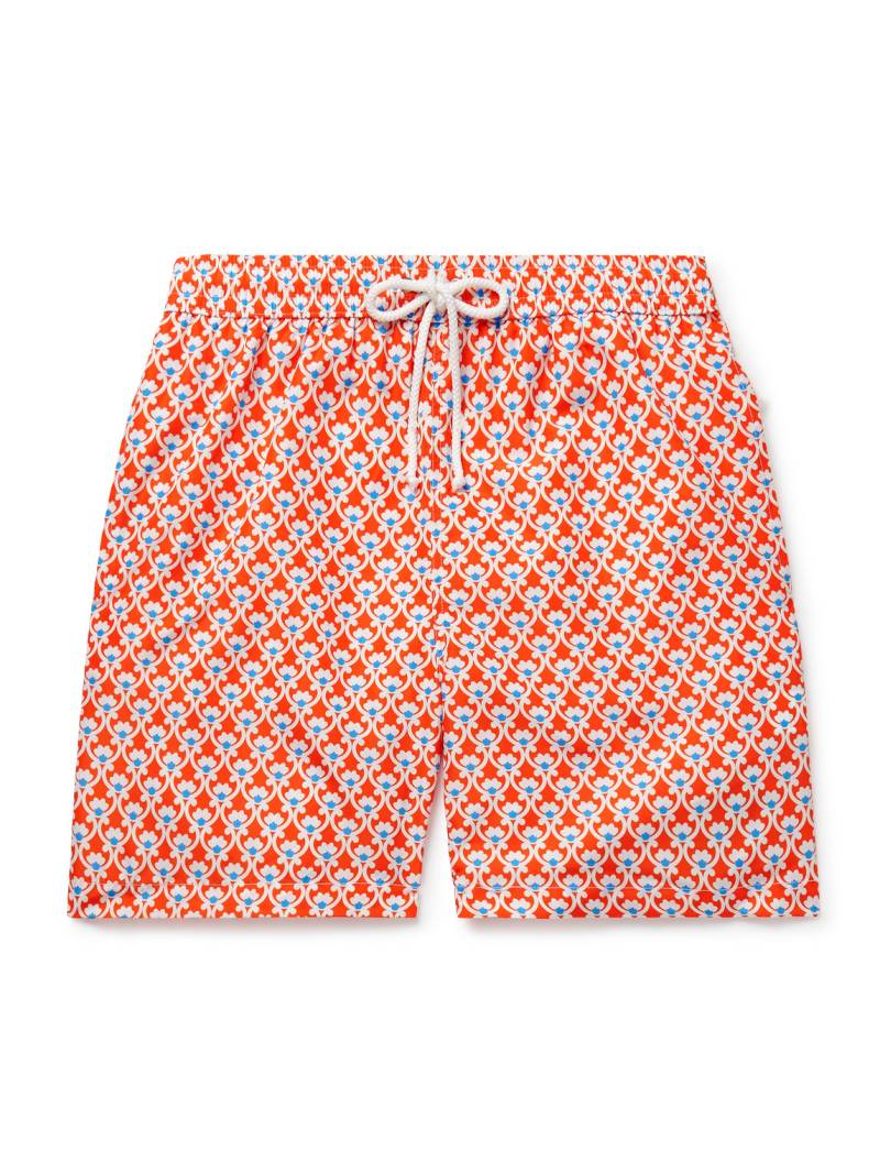 Anderson & Sheppard - Slim-Fit Straight-Leg Mid-Length Printed Swim Shorts - Men - Orange - S von Anderson & Sheppard