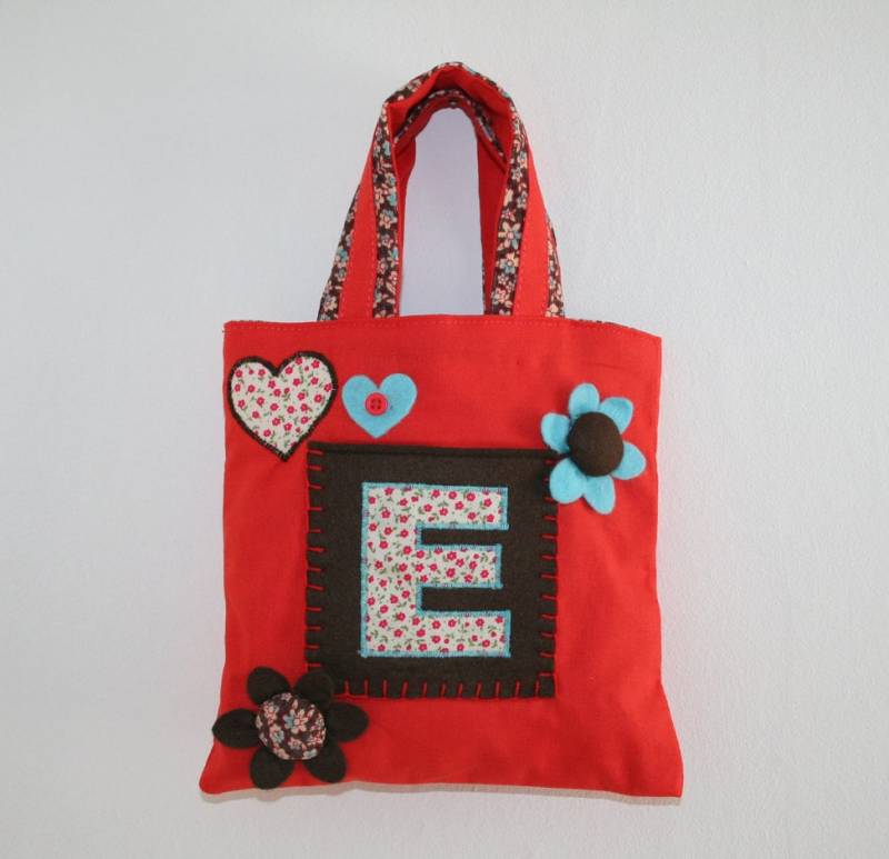 Tasche - Mini Shopper Farbe Hot Tomato Buchstabe E von AndersonRoses