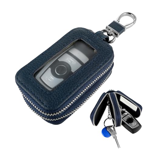 Andibro Echtes Leder Auto Schlüsselanhänger Etui, Universal Auto Schlüsselabdeckung Doppelschicht Schlüsselanhänger Schutz Smart Schlüsselanhänger Halter mit Schlüsselanhänger Karabiner Autozubehör von Andibro