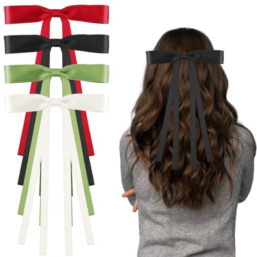 Andibro Haarschleifen Clips für Frauen, 4 Stück bunte Quastenband Haarspangen Kawaii Bowknots Haarnadeln niedlicher ästhetischer Pferdeschwanzhalter solide Haarnadel langes Haar Accessoire(A) von Andibro