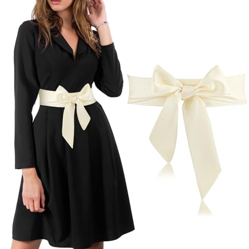 Andibro Kleid Schärpengürtel für Damen, Braut Satin Taillengürtel Damen Band Schleife Zubehör für Hochzeit Brautjungfer Brautgürtel von Andibro