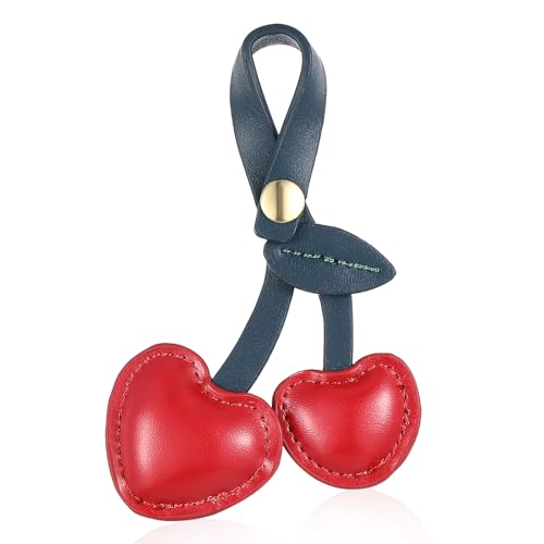 Andibro Leder-Frucht-Schlüsselanhänger,süßer Kirsch Taschenanhänger Pu Leder Key Chain tragbarer Auto-Schlüsselanhänger Kleiner Schlüsselanhänger Zubehör für Geldbörsen Taschen Handtaschen von Andibro