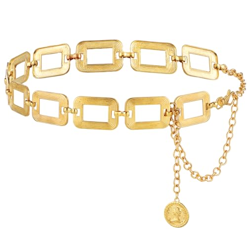 Andibro Metall Taillenkette, Gold Gürtel Modischer Mehrschichtiger Verstellbarer Körpergliedergürtel Für Damen Kleider Bauchschmuck(gold) von Andibro