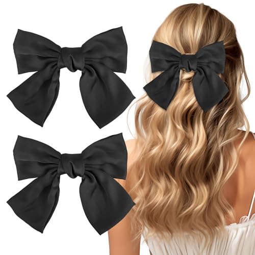 Andibro Schleife Haarspange, 2 Stück Große Haarschleifen Clip 15,2 cm Seidige Satin Bow Haarspangen Französische Haarspangen Haarschmuck für Frauen Mädchen Hochze von Andibro