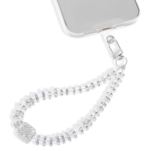 Andibro Glänzender Handy Anhänger, abnehmbares Handy Lanyard Perlen Handgelenkschlaufe Handy Kette Handschlaufe Schnur Armband Schlüsselanhänger für Mädchen und Frauen Handy Zubehör(B) von Andibro