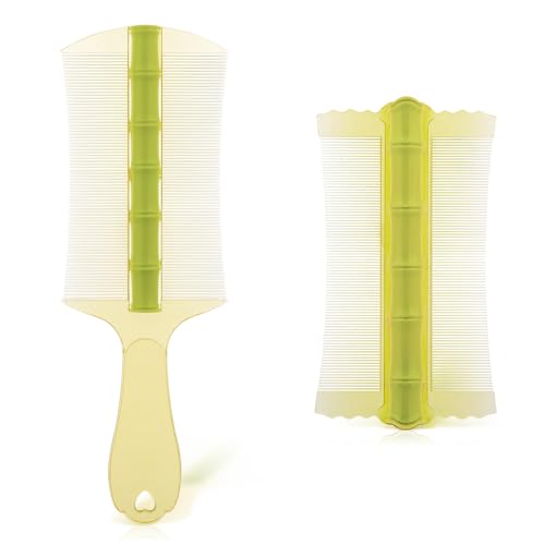 Andibro pp Bambus-Styling doppelseitige feine Zähne Läusekamm mit Griff,2 Stück Haarkamm Schuppenkamm Dichte Zähneverschlüsselung Kamm Haarkämme für Frauen Männer Erwachsene Katzen Hund von Andibro