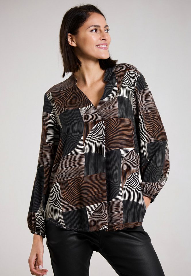 Andijamo-Fashion Schlupfbluse MOTION Grafischer Print in warmen Erdtönen von Andijamo-Fashion