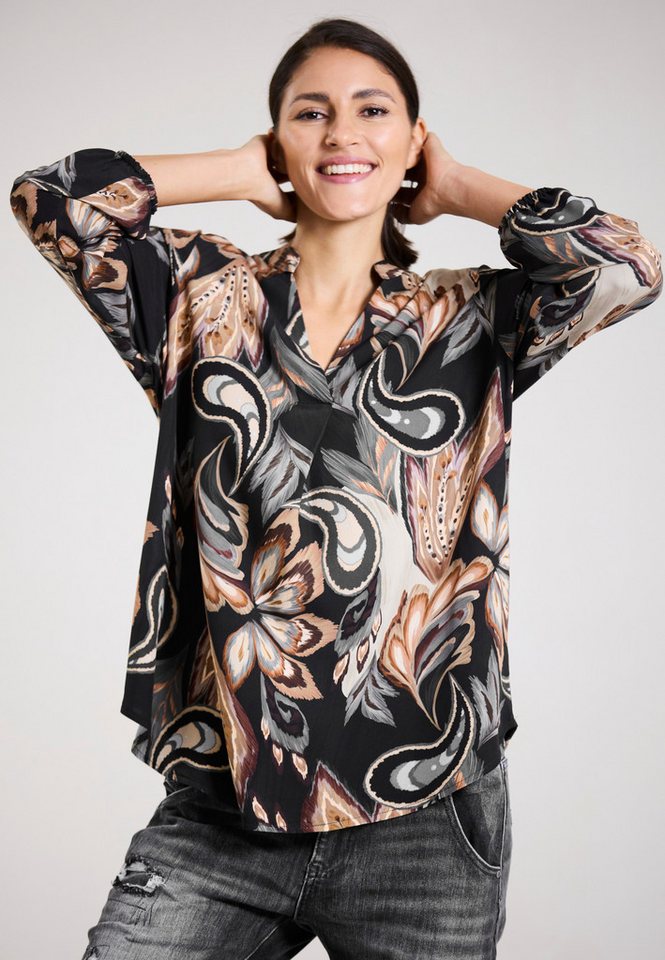 Andijamo-Fashion Schlupfbluse MIDNIGHT Ausdrucksvoller Paisley Blumendruck, femine Silhouette von Andijamo-Fashion