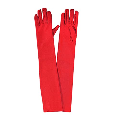 Andiker Damen Lange Handschuhe, Satin Opera Fest Party Hochzeit Braut Handschuhe (Rot) von Andiker