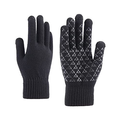 Andiker Handschuhe Herren Touchscreen Winter für Damen und Herren Weich Strickhandschuhe Warm Strick Winterhandschuhe für Skifahren Radfahren Sport Fingerhandschuhe Winddicht Handschuhe (L, schwarz) von Andiker