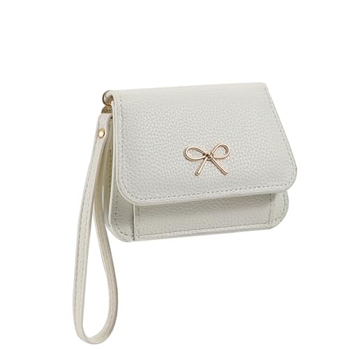 Andiker Kartenetui für Damen, Bifold Cute Bow Coin Purse Wristlet Wallet mit 1 Ausweis-Fenster und 1 Reißverschlusstasche, Weiss/opulenter Garten von Andiker
