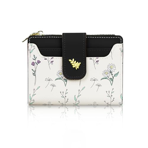 Andiker Kleine Geldbörse für Damen, Bifold Münzbörse mit 1 Ausweis-Fenster und 1 Reißverschlusstasche, Damengeldbörse zum Einkaufen, Schwarz, Modern Andiker Kleine Geldbörse für Damen, Bifold Münzbörse mit 1 Ausweis-Fenster und 1 Reißverschlusstasche, Damengeldbörse zum Einkaufen, Schwarz, Modern von Andiker