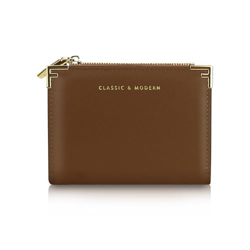 Andiker Kleine Geldbörse für Damen, weiches PU-Leder, einfache Faltbörse mit Fotofenster, Reißverschluss, Münzfach, Caramel, Modern Andiker Kleine Geldbörse für Damen, weiches PU-Leder, einfache Faltbörse mit Fotofenster, Reißverschluss, Münzfach, Caramel, Modern von Andiker