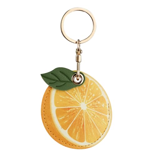 Andiker PU Leder Schlüsselanhänger, Fruit Keychain mit Schlüsselanhänger Cute Keychain Tracker Fall kompatibel mit Tasche Charms und Schlüssel (Orange) von Andiker