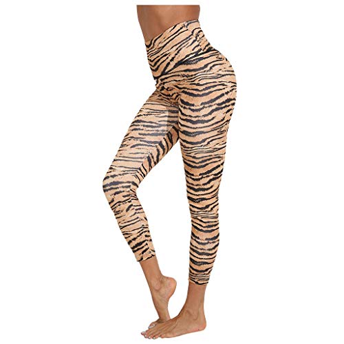 Andiwa Damen-Leggings, sexy Tiger-Muster, Push-Up-Leggings, hohe Taille, Bauchkontrolle, Rücken, Taille, Kreuz, Yoga, dehnbar Gr. S, gelb von Andiwa